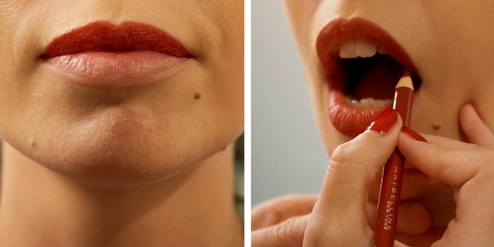 LIPLINER: Tegn opp leppene med liner, før du fyller de inn. LIPLINER: Tegn opp leppene med liner, før du fyller de inn.