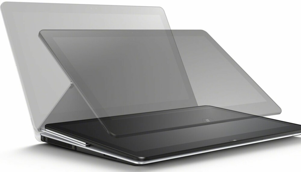 FLIPP: På Sony Vaio Fit har skjermen en hengsel midt på "ryggen" horisontalt, slik at skjermen kan vippes rundt og legges flatt over tastaturet. FLIPP: På Sony Vaio Fit har skjermen en hengsel midt på "ryggen" horisontalt, slik at skjermen kan vippes rundt og legges flatt over tastaturet.