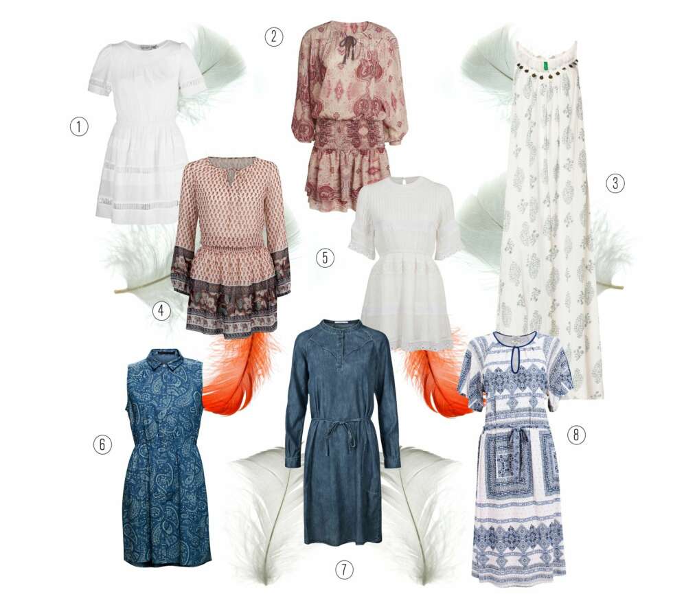 BOHEMSK IDYLL: 1// Gat Rimon/La Redoute, kr 949. 2// Lindex, kr 349. 3// United Colours of Benetton, kr 799. 4// Bik Bok, kr 399. 5// Bik Bok, kr 249. 6// Minimum, kr 600. 7// Part Two, kr 799. 8// Baum und Pferdgarten, kr 999. BOHEMSK IDYLL: 1// Gat Rimon/La Redoute, kr 949. 2// Lindex, kr 349. 3// United Colours of Benetton, kr 799. 4// Bik Bok, kr 399. 5// Bik Bok, kr 249. 6// Minimum, kr 600. 7// Part Two, kr 799. 8// Baum und Pferdgarten, kr 999.