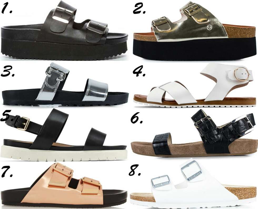 SANDALER: <b>1.</b> Nilson Shoes, kr 699. <b>2.</b> Sixtyseven/Nelly.com, kr 499. <b>3.</b> Vagabond, kr 599. <b>4.</b> DNA, kr 599. <b>5.</b> Aldo, kr 599 <b>6.</b> Michael Michael Kors/Nelly.com, kr 1149. <b>7.</b> Gucci/Net-a-porter.com, kr 6285 <b>8.</b> Birkenstock/Nelly.com, kr 749. SANDALER: <b>1.</b> Nilson Shoes, kr 699. <b>2.</b> Sixtyseven/Nelly.com, kr 499. <b>3.</b> Vagabond, kr 599. <b>4.</b> DNA, kr 599. <b>5.</b> Aldo, kr 599 <b>6.</b> Michael Michael Kors/Nelly.com, kr 1149. <b>7.</b> Gucci/Net-a-porter.com, kr 6285 <b>8.</b> Birkenstock/Nelly.com, kr 749.