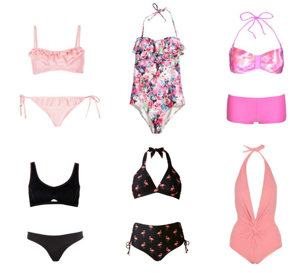 ØVERST FRA VENSTRE: Bikini fra Gina tricot, overdel kr 129, underdel kr 99. Badedrakt fra H&M, kr 199. Bikini fra Ellos, overdel kr 99, shorts kr 129. Bikini fra Cubus, topp kr 199, truse kr 149. Retrobikini fra Fashion World/Asos.com, kr 299. Badedrakt fra Karla Coletto, kr 2027. ØVERST FRA VENSTRE: Bikini fra Gina tricot, overdel kr 129, underdel kr 99. Badedrakt fra H&M, kr 199. Bikini fra Ellos, overdel kr 99, shorts kr 129. Bikini fra Cubus, topp kr 199, truse kr 149. Retrobikini fra Fashion World/Asos.com, kr 299. Badedrakt fra Karla Coletto, kr 2027.