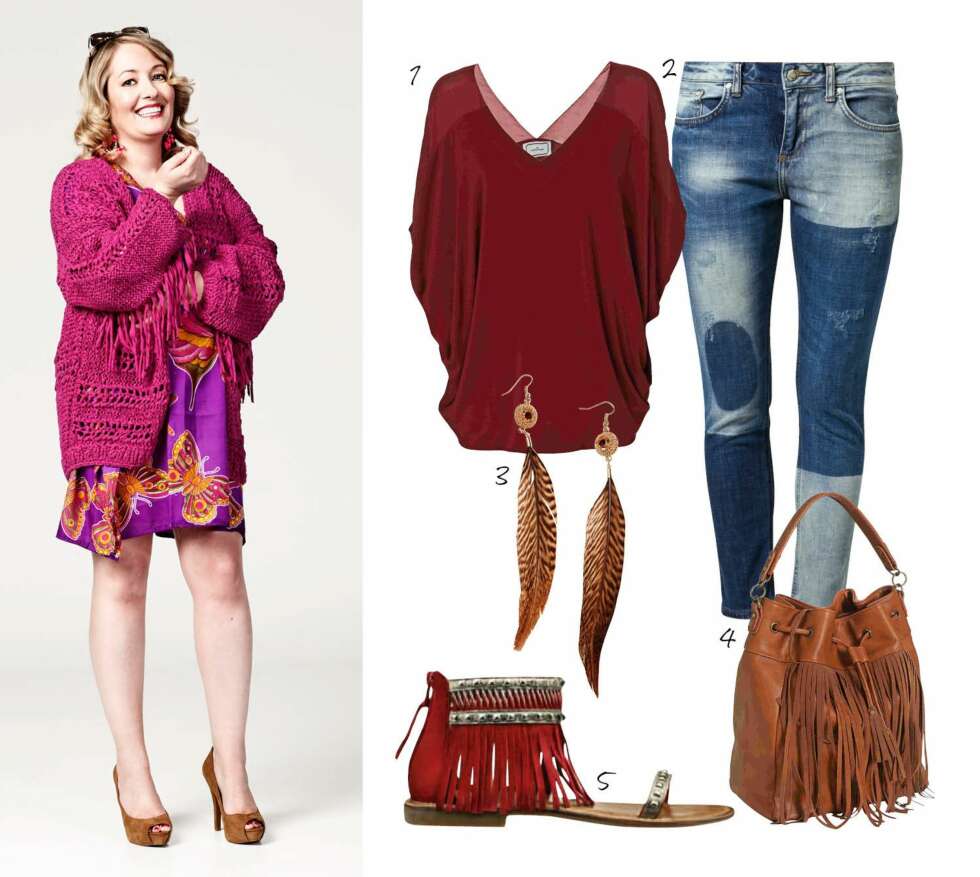 ELISABETH HAR PÅ SEG: Kjole fra By Ti Mo, kr 1399, solbriller fra Quay, kr 399, øredobber fra Zuzanna G, kr 1099, jakke fra Lindex, kr 599, sko fra Debbie, kr 1099/Shoelounge. PRODUKTFORSLAG: 1. Topp fra By Malene Birger, kr 1299. 2. Jeans fra Zalando, kr 799. 3. Øredobber fra Glitter, kr 80. 4. Veske fra Don Donna, kr 399. 5. Sandaler fra Tamaris, kr 599. ELISABETH HAR PÅ SEG: Kjole fra By Ti Mo, kr 1399, solbriller fra Quay, kr 399, øredobber fra Zuzanna G, kr 1099, jakke fra Lindex, kr 599, sko fra Debbie, kr 1099/Shoelounge. PRODUKTFORSLAG: 1. Topp fra By Malene Birger, kr 1299. 2. Jeans fra Zalando, kr 799. 3. Øredobber fra Glitter, kr 80. 4. Veske fra Don Donna, kr 399. 5. Sandaler fra Tamaris, kr 599.