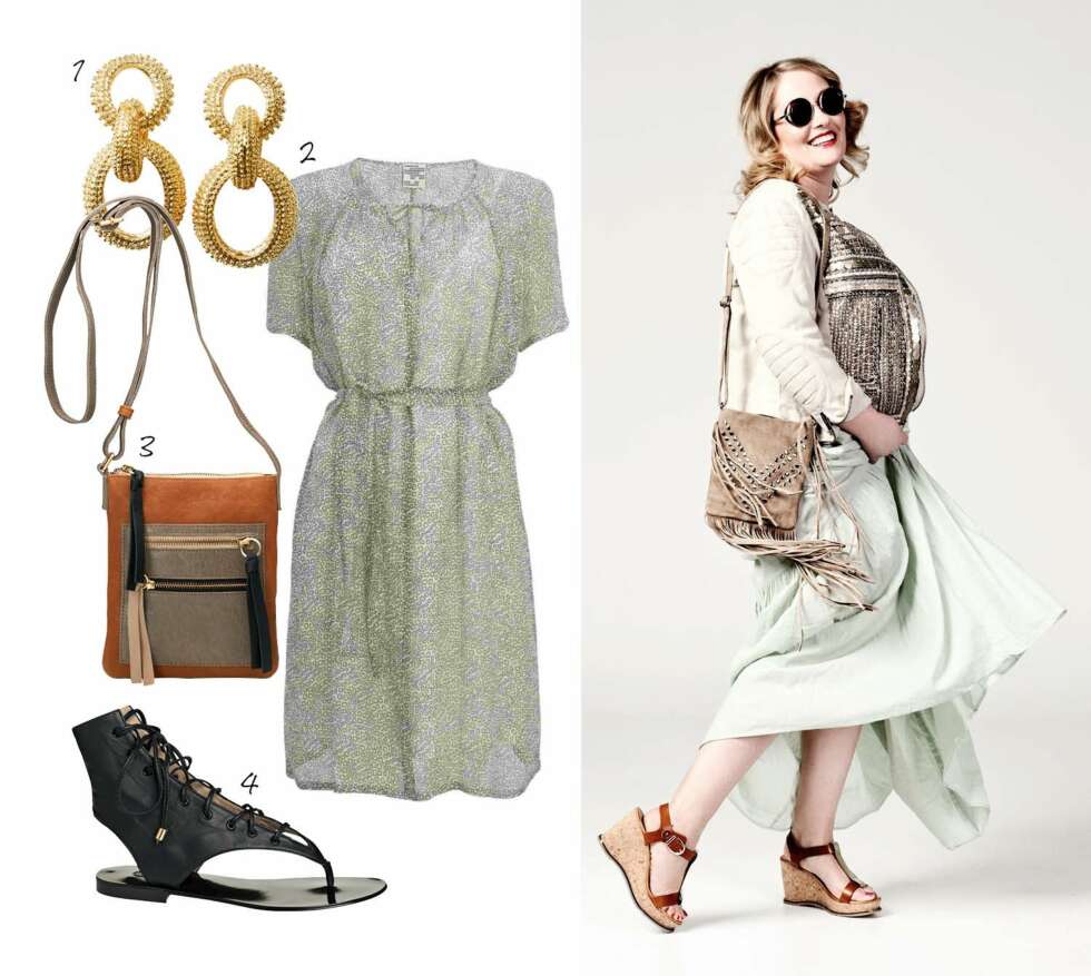 PRODUKTFORSLAG: 1. Øredobber fra H&M, kr 99. 2. Kjole fra Baum und Pferdgarten, kr 2299. 3. Veske fra Maanii by Adax, kr 899. 4. Sko fra By Malene Birger, kr 2299. ELISABETH HAR PÅ SEG: Kjole fra Zuzanna G, kr 400, jakke fra Lindex, kr 299, sko fra Aldo, kr 699, veske fra Frontrowliving, kr 1198. PRODUKTFORSLAG: 1. Øredobber fra H&M, kr 99. 2. Kjole fra Baum und Pferdgarten, kr 2299. 3. Veske fra Maanii by Adax, kr 899. 4. Sko fra By Malene Birger, kr 2299. ELISABETH HAR PÅ SEG: Kjole fra Zuzanna G, kr 400, jakke fra Lindex, kr 299, sko fra Aldo, kr 699, veske fra Frontrowliving, kr 1198.