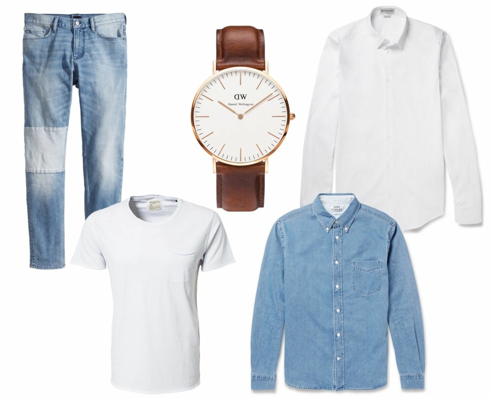 HERREKLÆRNE JENTER KAN BRUKE: Jeans fra H&M, kr 399. Klokke fra Daniel Wellington, kr 1649. Skjorte fra Balenciaga, kr 2381 hos net-a-porter.com. T-skjorte fra Selected Homme, kr 199. Denimskjorte fra Acne, kr 1295. HERREKLÆRNE JENTER KAN BRUKE: Jeans fra H&M, kr 399. Klokke fra Daniel Wellington, kr 1649. Skjorte fra Balenciaga, kr 2381 hos net-a-porter.com. T-skjorte fra Selected Homme, kr 199. Denimskjorte fra Acne, kr 1295.