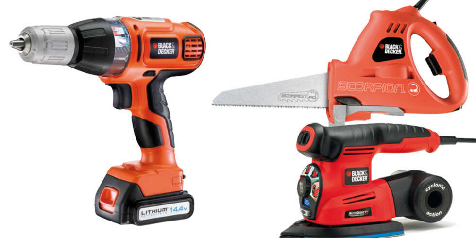 ASL 148KB drill (venstre), KS890ECN håndsag (høyre oppe) og KA280K multisliper. Fra Black & Decker. ASL 148KB drill (venstre), KS890ECN håndsag (høyre oppe) og KA280K multisliper. Fra Black & Decker.