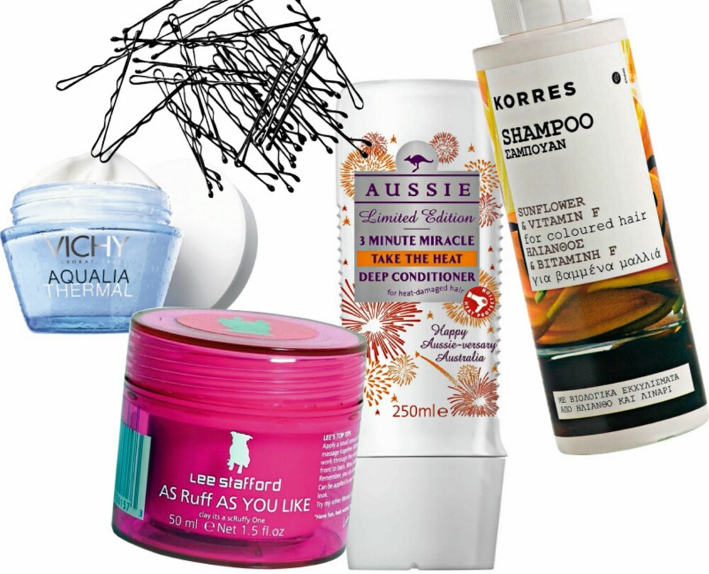 SKJØNN PÅ BUDSJETT: Vichy Aqua thermal day cream, kr 209. Hårspenner fra H&M, kr 20. Lee Stafford As ruff as you like clay, kr 69. Aussie Take the heat conditioner, kr 129. Korres Sunflower & vitamin F shampoo, kr 110. SKJØNN PÅ BUDSJETT: Vichy Aqua thermal day cream, kr 209. Hårspenner fra H&M, kr 20. Lee Stafford As ruff as you like clay, kr 69. Aussie Take the heat conditioner, kr 129. Korres Sunflower & vitamin F shampoo, kr 110.