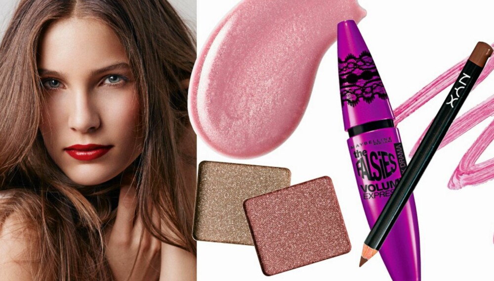 SKJØNN PÅ BUDSJETT: Billig kan også være bra! H&M Lipgloss "True Beauty", kr 40, MNY Eyeshadow i fargene 245 og 421, kr 45 pr. stk. Maybelline The falsies flared mascara, kr 132. NYX Cosmetics eye pencil i mørk brun, kr 55, Barry M Lip paint i 155 pretty pink, kr 115. SKJØNN PÅ BUDSJETT: Billig kan også være bra! H&M Lipgloss "True Beauty", kr 40, MNY Eyeshadow i fargene 245 og 421, kr 45 pr. stk. Maybelline The falsies flared mascara, kr 132. NYX Cosmetics eye pencil i mørk brun, kr 55, Barry M Lip paint i 155 pretty pink, kr 115.