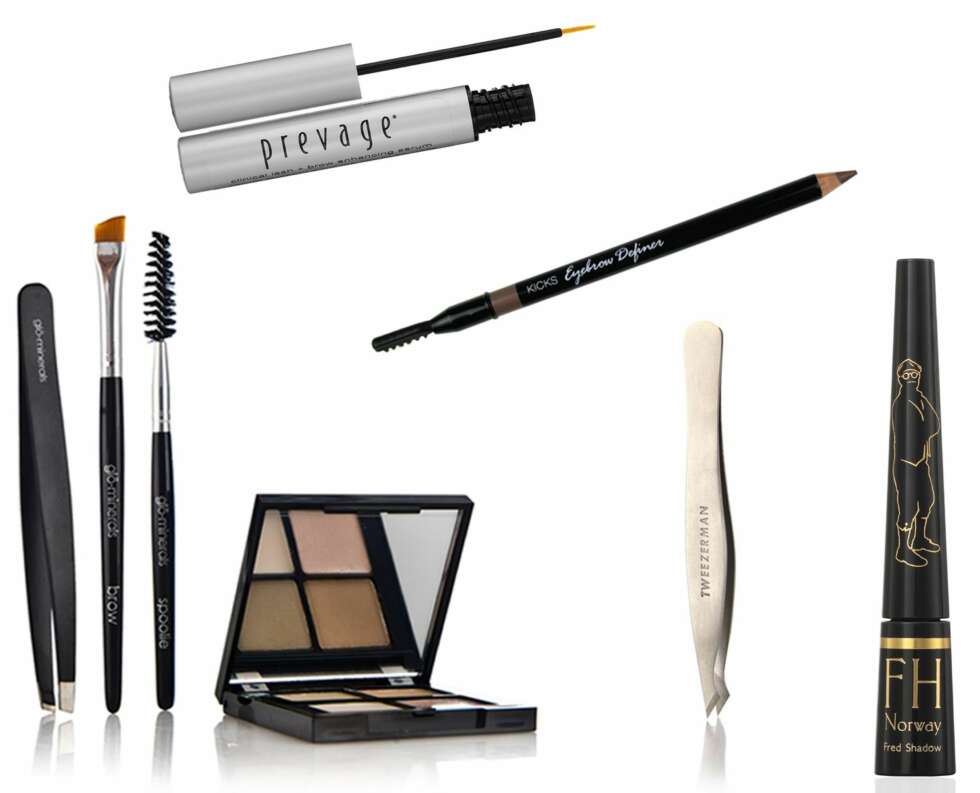 FRA VENSTRE: Glò Minerals Brow Collection Taupe, kr 410. Elizabeth Arden Prevage Clinical Lash + Brow Enhancing Serum, kr 900. Kicks Eyebrow Definer, kr 89. Tweezerman pinsett, kr 219. Fred Hamelten Shadow, kr 230. FRA VENSTRE: Glò Minerals Brow Collection Taupe, kr 410. Elizabeth Arden Prevage Clinical Lash + Brow Enhancing Serum, kr 900. Kicks Eyebrow Definer, kr 89. Tweezerman pinsett, kr 219. Fred Hamelten Shadow, kr 230.