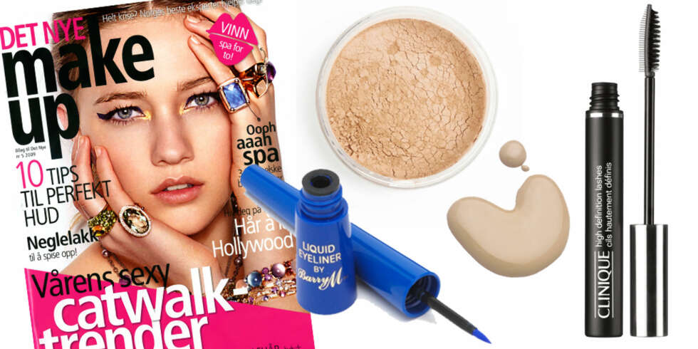 FÅ COVERLOOKEN: Kopier makeupen til Det Nye MakeUps covermodell. Fra venstre: Barry M. blå liquid eyeliner, Isadora Blushpowder nr. 32, Sior Skin radiant base og Clinique high impact mascara. FÅ COVERLOOKEN: Kopier makeupen til Det Nye MakeUps covermodell. Fra venstre: Barry M. blå liquid eyeliner, Isadora Blushpowder nr. 32, Sior Skin radiant base og Clinique high impact mascara.