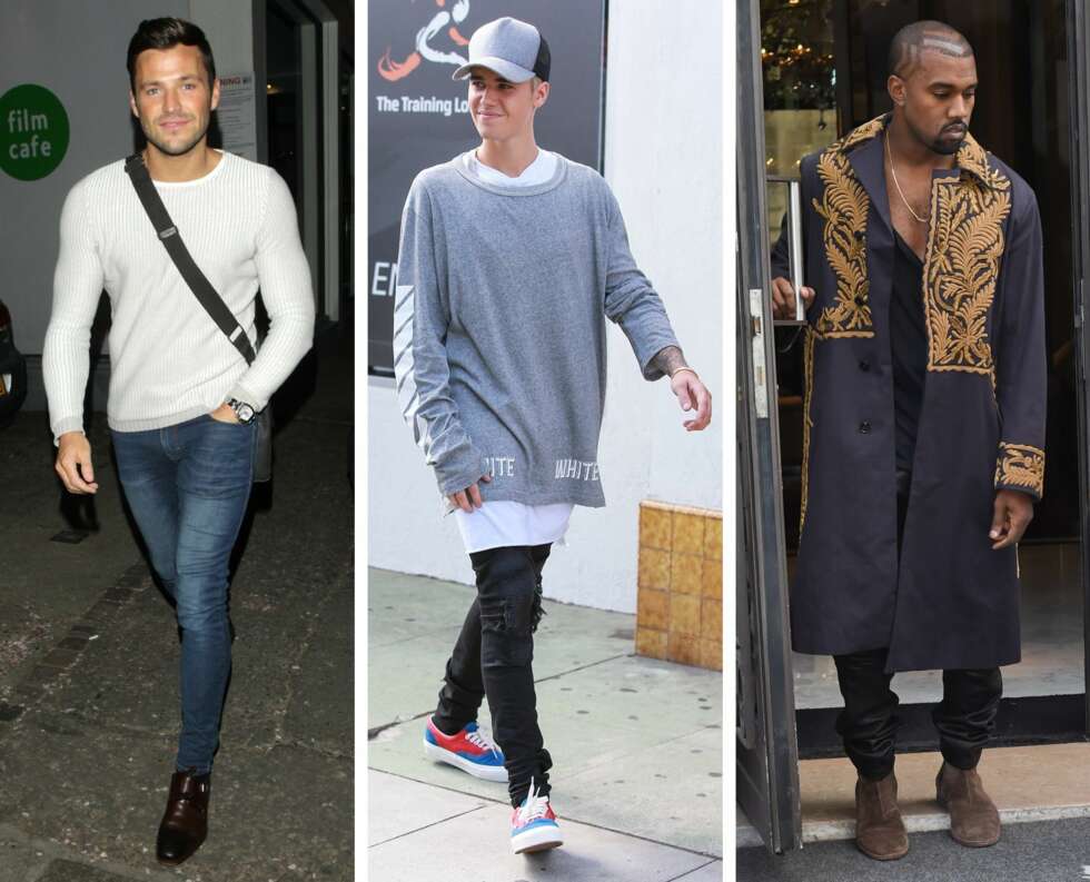 TRENDER VI ER FERDIG MED: Både skinny jeans, baseball-caps, store T-skjorter og dype utringninger er trender moteekspertene håper og tror vi er ferdig med nå. Fra venstre: realitykjendis kjent fra TOWIE, Mark Wright, Justin Bieber og Kanye West. TRENDER VI ER FERDIG MED: Både skinny jeans, baseball-caps, store T-skjorter og dype utringninger er trender moteekspertene håper og tror vi er ferdig med nå. Fra venstre: realitykjendis kjent fra TOWIE, Mark Wright, Justin Bieber og Kanye West.