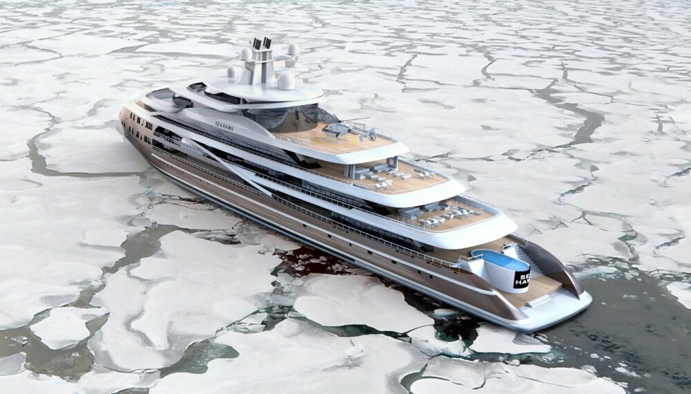 HOLKEFØRE: Sea Hawk tåler 100 tonn is frosset fast på yttersiden og lar seg ikke stoppe av is før den er over 80 centimeter tjukk. ILLUSTRASJON: Hawk Yachts HOLKEFØRE: Sea Hawk tåler 100 tonn is frosset fast på yttersiden og lar seg ikke stoppe av is før den er over 80 centimeter tjukk. ILLUSTRASJON: Hawk Yachts