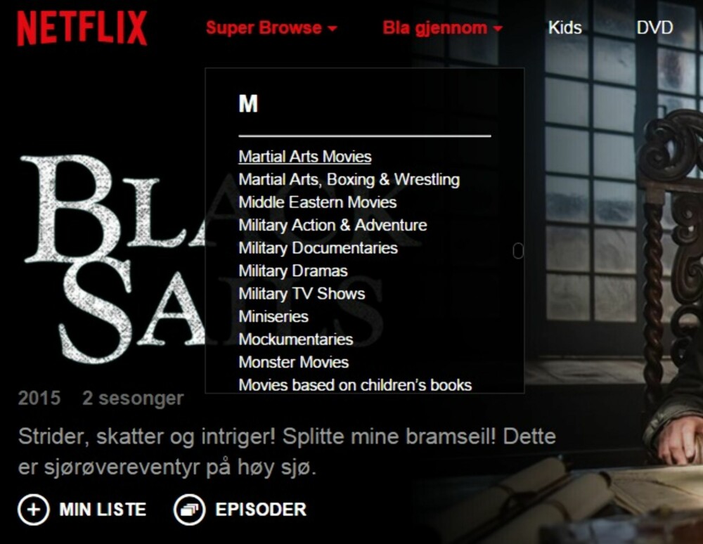 KUNG-FU: Martial Arts Movies er en kategori mange nok er interessert i. Netflix Super Browse gir deg ikke større utvalg av filmer, men det blir lettere å finne akkurat den type filmer du har lyst å se. KUNG-FU: Martial Arts Movies er en kategori mange nok er interessert i. Netflix Super Browse gir deg ikke større utvalg av filmer, men det blir lettere å finne akkurat den type filmer du har lyst å se.