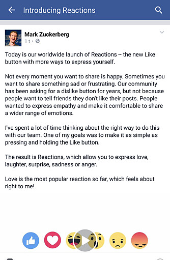 SJEFEN: Mark Zuckerberg tok selv til Facebook for å kommentere den nye funksjonen. SJEFEN: Mark Zuckerberg tok selv til Facebook for å kommentere den nye funksjonen.