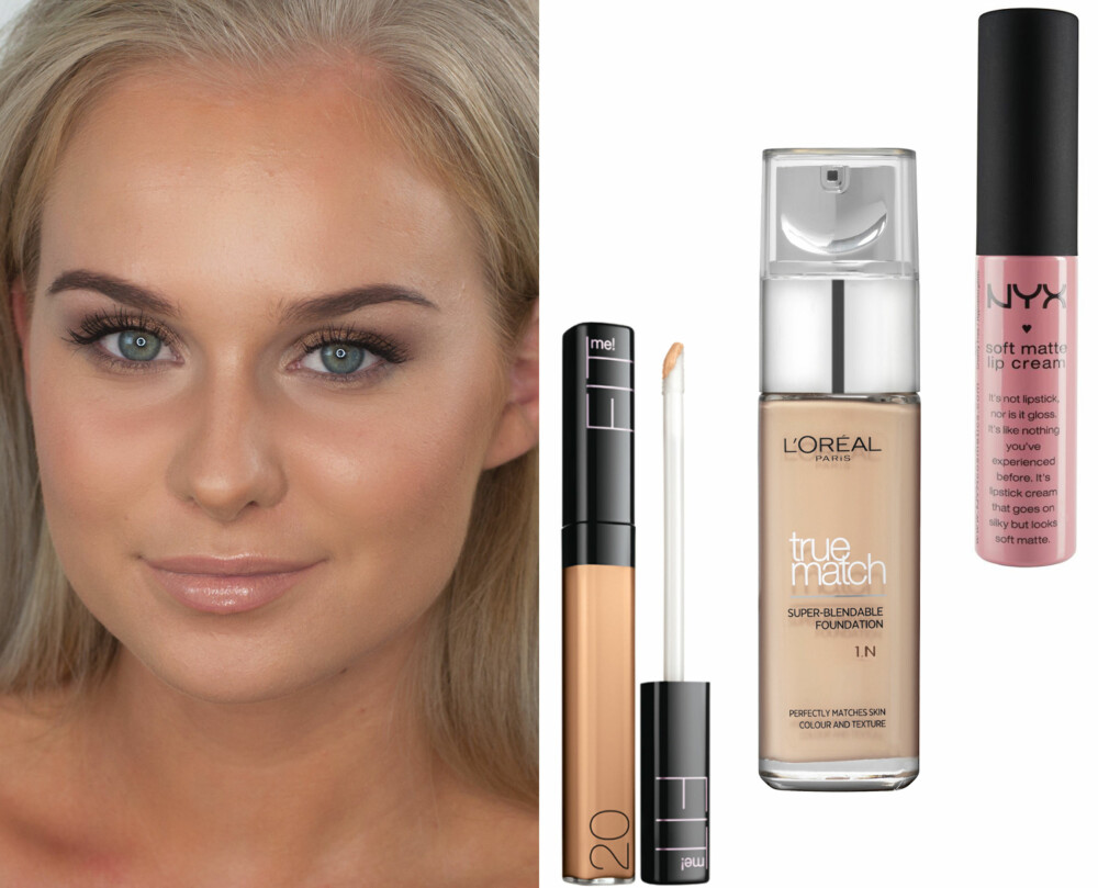 AGNES SINE FAVORITTER (f.v.): Maybelline Fit Me Concealer, kr 99. Loreal True Match Foundation, kr 169. NYX Soft Matte Lip Cream Milan SMLC11/Blivakker.no, kr 89. AGNES SINE FAVORITTER (f.v.): Maybelline Fit Me Concealer, kr 99. Loreal True Match Foundation, kr 169. NYX Soft Matte Lip Cream Milan SMLC11/Blivakker.no, kr 89.