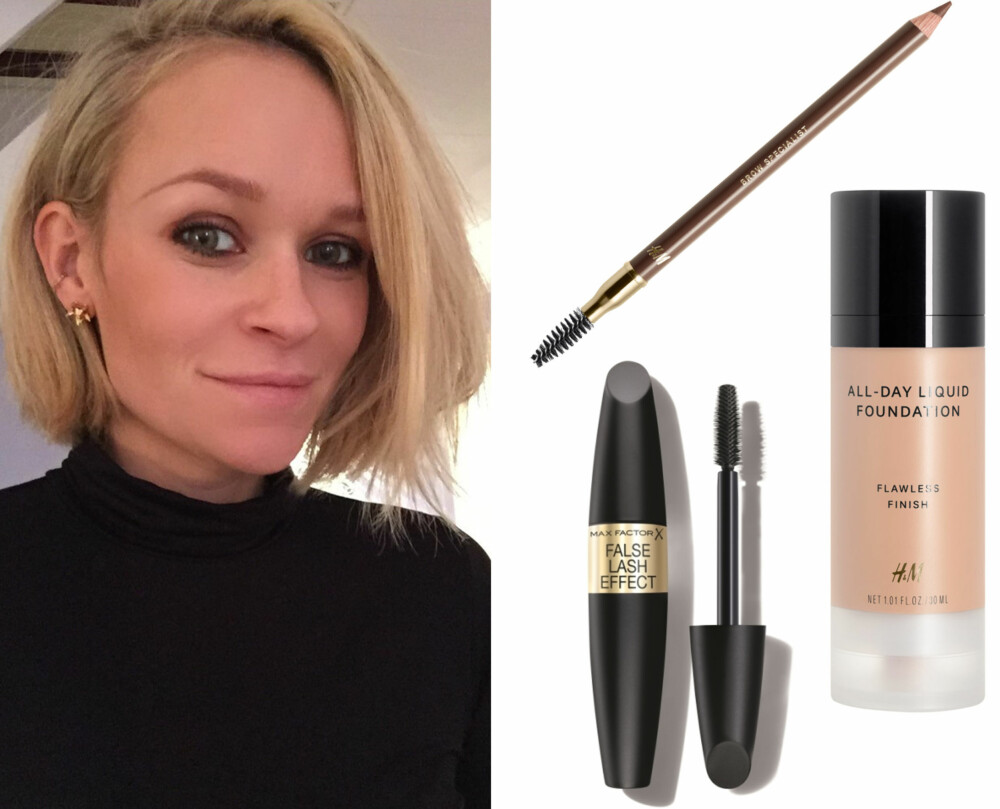 AGNES SINE FAVORITTER (f.v.): H&M Eyebrow Pencil Espresso Brown, kr 39,90. Max Factor False Lash Effect Mascara, kr 179. H&M Liquid Foundation i fargen Warm Ivory, kr 99. AGNES SINE FAVORITTER (f.v.): H&M Eyebrow Pencil Espresso Brown, kr 39,90. Max Factor False Lash Effect Mascara, kr 179. H&M Liquid Foundation i fargen Warm Ivory, kr 99.