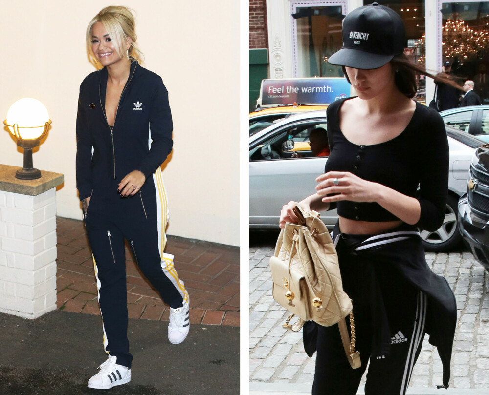 SPORTY STIL: Rita Ora til venstre i trendy tracksuit, og modell Bella Hadid i Givenchy-cap (og tracksuit!). SPORTY STIL: Rita Ora til venstre i trendy tracksuit, og modell Bella Hadid i Givenchy-cap (og tracksuit!).