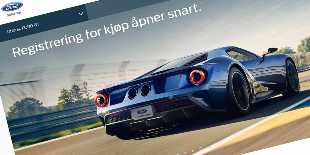 KREVER SØKNAD: Du må søke for å kjøpe Fords nye superbil, Ford GT. Blir søknaden innvilget blir du kontaktet av Ford og får tilbud om å kjøpe den nye supersportsbilen. KREVER SØKNAD: Du må søke for å kjøpe Fords nye superbil, Ford GT. Blir søknaden innvilget blir du kontaktet av Ford og får tilbud om å kjøpe den nye supersportsbilen.