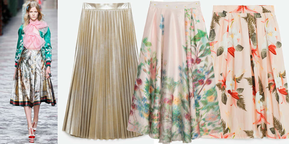 SKJØRTMAKSIMALISME: La deg inspirere av Dolce & Gabbana, og gå for skjørt med det lille ekstra. I gull (kr 559, Zara), med blomstermønster (kr 999, H&M) og i lyserosa flora (kr 559, Zara). SKJØRTMAKSIMALISME: La deg inspirere av Dolce & Gabbana, og gå for skjørt med det lille ekstra. I gull (kr 559, Zara), med blomstermønster (kr 999, H&M) og i lyserosa flora (kr 559, Zara).