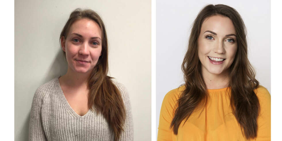 FIKK MAKEOVER: Kjersti (26) før og etter makeoveren med Kamille. FOTO: Lars Evanger FIKK MAKEOVER: Kjersti (26) før og etter makeoveren med Kamille. FOTO: Lars Evanger