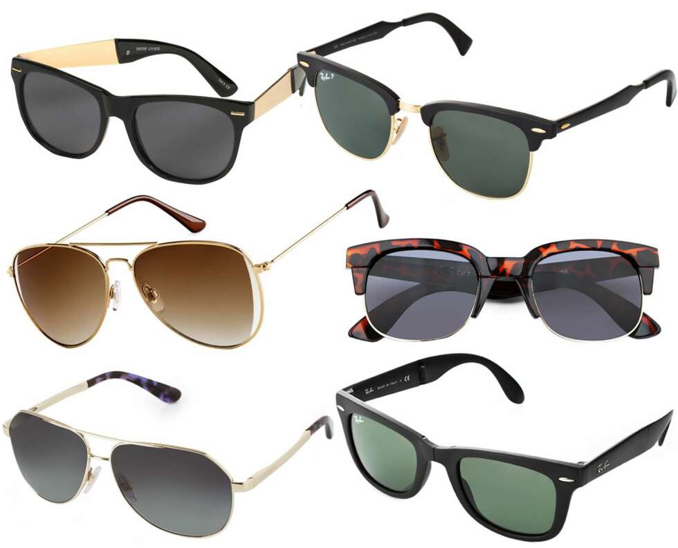 KLASSIKERE: Øverst fra venstre: Gina Tricot, kr 79. Ray-Ban Clubmaster, kr 2290. H&M, kr 69,50. Bik Bok, kr 79. Dolce & Gabbana, kr 2740. Ray-Ban Wayfarer, kr 1390. KLASSIKERE: Øverst fra venstre: Gina Tricot, kr 79. Ray-Ban Clubmaster, kr 2290. H&M, kr 69,50. Bik Bok, kr 79. Dolce & Gabbana, kr 2740. Ray-Ban Wayfarer, kr 1390.