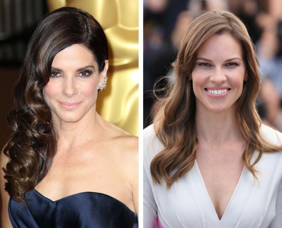 FIRKANTET: Har du en firkantet ansiktsform som skuespillerne Sandra Bullock og Hilary Swank, anbefales det ovale eller runde solbriller. FIRKANTET: Har du en firkantet ansiktsform som skuespillerne Sandra Bullock og Hilary Swank, anbefales det ovale eller runde solbriller.