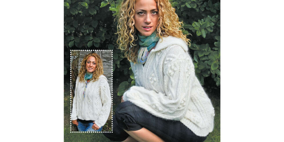 JAKKE: Smale fletter og romber med bobler gir et flott aranmønster. JAKKE: Smale fletter og romber med bobler gir et flott aranmønster.