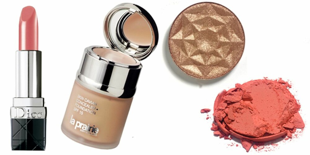 SMINKETIPS: Ha alltid favorittfoundation din i to farger. Da kan du mikse og matche til din hudtone hele året. Her ser du leppestift fra Dior, foundation fra La Prairie, øyenskygge fra L'Oréal Paris og rouge fra Make Up Store. SMINKETIPS: Ha alltid favorittfoundation din i to farger. Da kan du mikse og matche til din hudtone hele året. Her ser du leppestift fra Dior, foundation fra La Prairie, øyenskygge fra L'Oréal Paris og rouge fra Make Up Store.