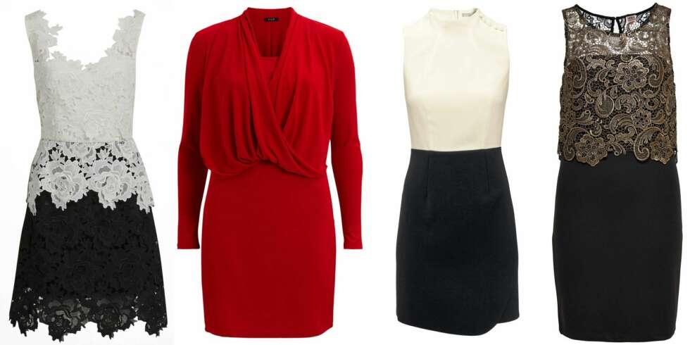 PÆREFASONG (f.v.): Y.A.S Lace Short Dress, kr 1199,95. Vila Visummery - Kjole, kr 349,95. H&M, kr 349. Ony Crochet Ermeløs Kjole, kr 379,95. PÆREFASONG (f.v.): Y.A.S Lace Short Dress, kr 1199,95. Vila Visummery - Kjole, kr 349,95. H&M, kr 349. Ony Crochet Ermeløs Kjole, kr 379,95.