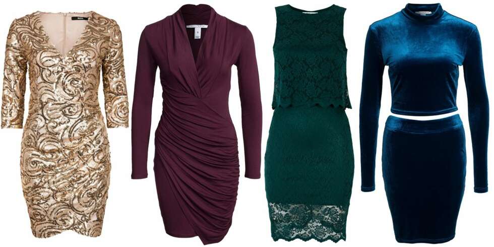 PETITE (f.v.): Bik Bok Opal Dress, kr 699. NLY Trend Drapy Front Dress, kr 329. Gina Tricot Lina blondekjole, kr 399. NLY Trend Velvet Crush Set, kr 379. PETITE (f.v.): Bik Bok Opal Dress, kr 699. NLY Trend Drapy Front Dress, kr 329. Gina Tricot Lina blondekjole, kr 399. NLY Trend Velvet Crush Set, kr 379.