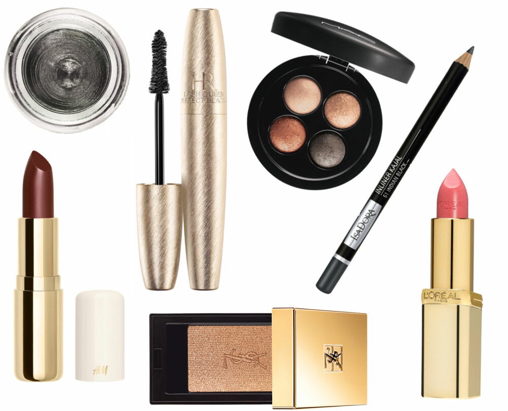 FESTSMINKE (f.v.): Max Factor Excess Shimmer Eye Shadow, kr 109. Helena Rubinstein Lash Queen Perfect Blacks, kr 315. MAC Mineralize Eye Shadow x4, kr 390. H&M Cream Lipstick So Cocoa, kr 99. YSL Couture Mono N°6 Argane, kr 260. L'oréal Paris Color Riche Lipstick, kr 129. FESTSMINKE (f.v.): Max Factor Excess Shimmer Eye Shadow, kr 109. Helena Rubinstein Lash Queen Perfect Blacks, kr 315. MAC Mineralize Eye Shadow x4, kr 390. H&M Cream Lipstick So Cocoa, kr 99. YSL Couture Mono N°6 Argane, kr 260. L'oréal Paris Color Riche Lipstick, kr 129.