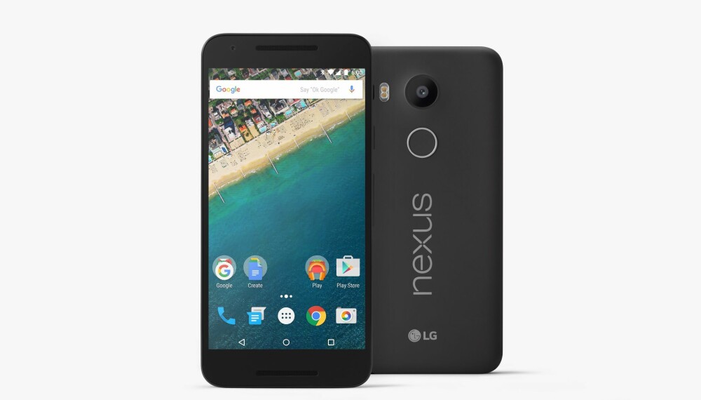 LG Nexus 5 er en av to nye Nexus-mobiler i år. Denne er litt mindre enn storebroren Huawei Nexus 6P. LG Nexus 5 er en av to nye Nexus-mobiler i år. Denne er litt mindre enn storebroren Huawei Nexus 6P.