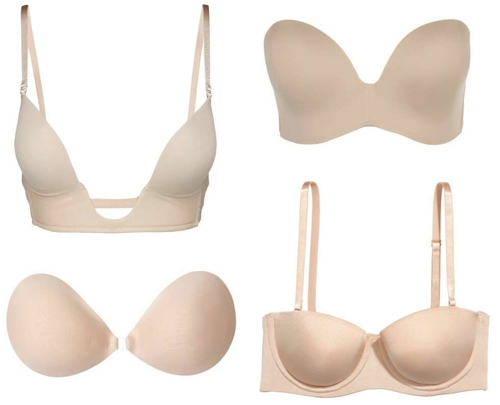 BH-ER (f.v.): Lindex Multi-way BH, kr 299. Wonderbra Perfect Strapless, kr 399. Magic Bodyfashion, kr 299. H&M Balconette bh i micro med avtakbare skulderbånd, kr 149. BH-ER (f.v.): Lindex Multi-way BH, kr 299. Wonderbra Perfect Strapless, kr 399. Magic Bodyfashion, kr 299. H&M Balconette bh i micro med avtakbare skulderbånd, kr 149.