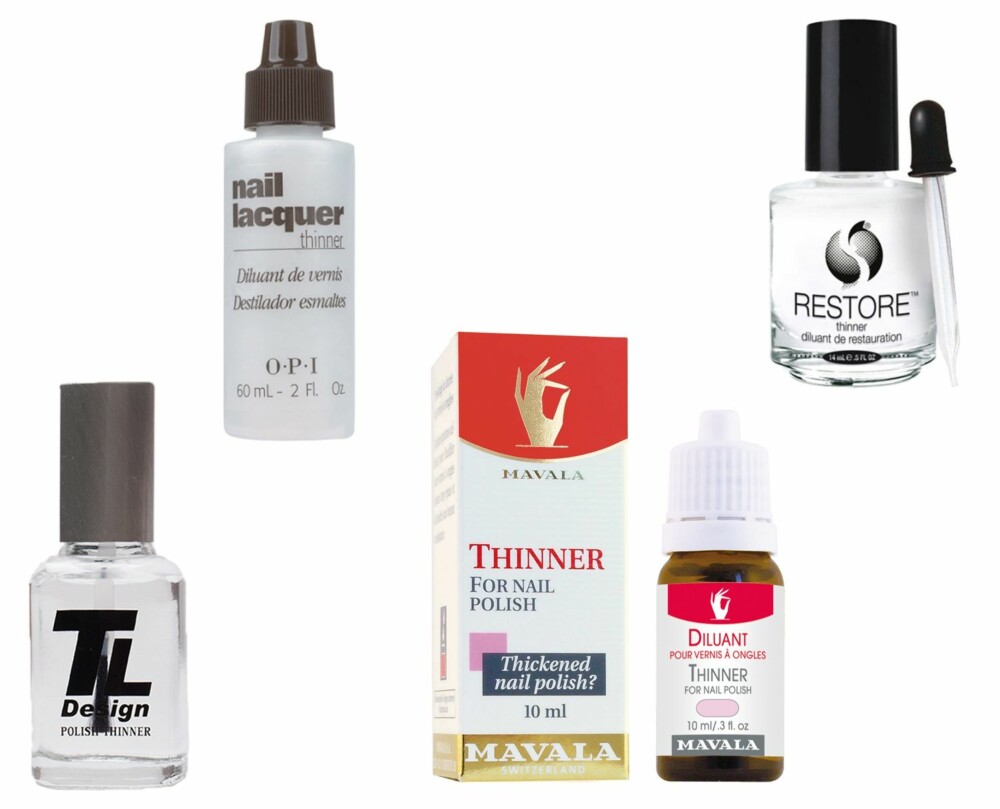 LAKKFORTYNNERE (f.v.): TL Design Polish Thinner, kr 99. OPI Nail Laquer Thinner, kr 159. Mavala Nail Polish Thinner 10ml, ca kr 75 hos feelunique.com. Seche Restore Thinner, kr 99. LAKKFORTYNNERE (f.v.): TL Design Polish Thinner, kr 99. OPI Nail Laquer Thinner, kr 159. Mavala Nail Polish Thinner 10ml, ca kr 75 hos feelunique.com. Seche Restore Thinner, kr 99.