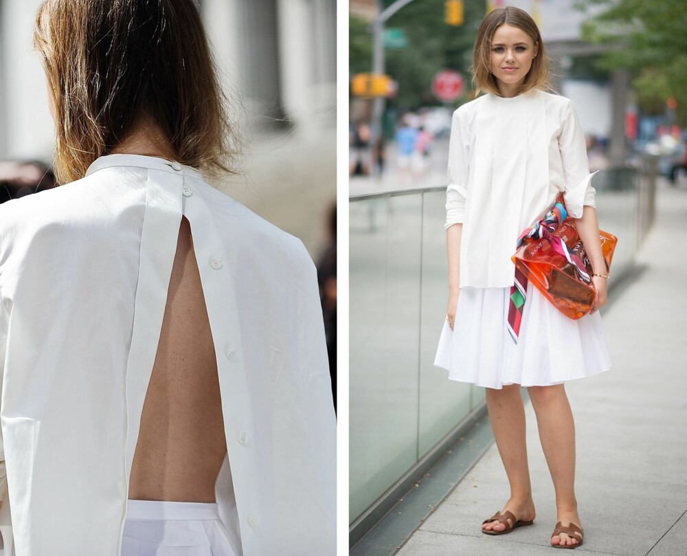BUSINESS IN THE FRONT, PARTY IN THE BACK: Moteblogger Kristina Bazan har også lagt sin elsk på skjorten bak frem-trenden. BUSINESS IN THE FRONT, PARTY IN THE BACK: Moteblogger Kristina Bazan har også lagt sin elsk på skjorten bak frem-trenden.