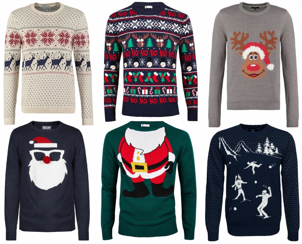 JULEGENSERE TIL HERRE (f.v.): Topman Jumper cream/Zalando, kr 399. Cubus Funny Christmas Sweater, kr 299 (2). New Look Opp Reindeer Jumper Grey/Zalando, kr 249. Kappahl, kr 199. Cubus Funny Christmas Sweater, kr 299. Gant W. Snowball Lambswool, kr 1695. JULEGENSERE TIL HERRE (f.v.): Topman Jumper cream/Zalando, kr 399. Cubus Funny Christmas Sweater, kr 299 (2). New Look Opp Reindeer Jumper Grey/Zalando, kr 249. Kappahl, kr 199. Cubus Funny Christmas Sweater, kr 299. Gant W. Snowball Lambswool, kr 1695.