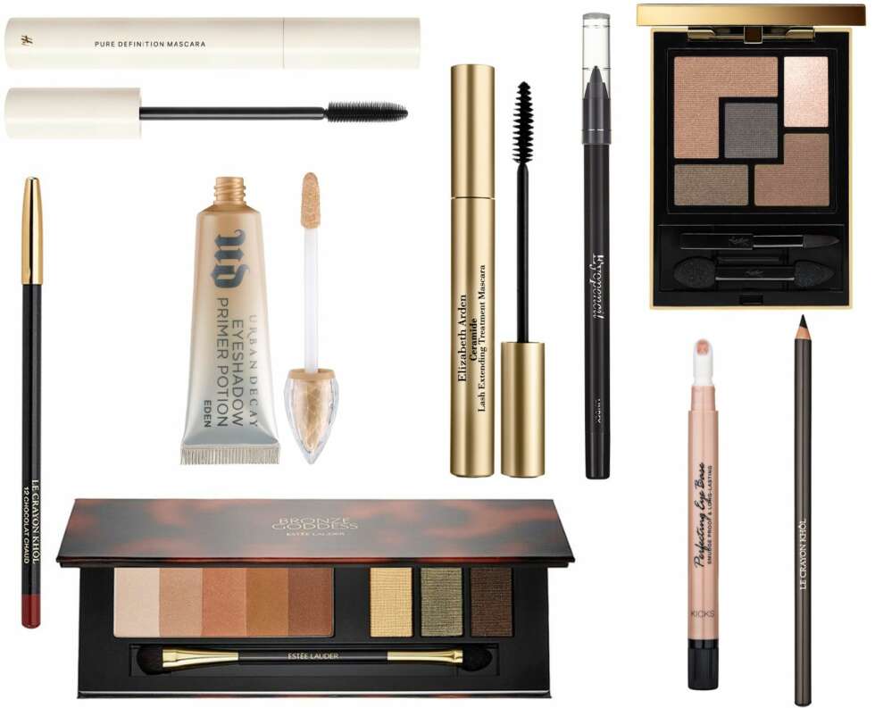 FORSLAG TIL PRODUKTER (f.v.): H&M Pure Definition Mascara, kr 99. Elizabeth Arden Ceramide Lash Extending Treatment Mascara Black, kr 265. Lindex Eye Pencil, kr 49,50. YSL Couture Palette 2 - Fauve, kr 475. Lancôme Khôl Chocolat Crayon, kr 190. Urban Decay Eyeshadow Primer Potion Eden, kr 175. Kicks Perfecting Eye Base, kr 119. Lancôme Crayon Khôl Pencil Black, kr 190. Estee Lauder Bronze Goddess Shimmering Nudes Eyeshadow Palette, kr 535. FORSLAG TIL PRODUKTER (f.v.): H&M Pure Definition Mascara, kr 99. Elizabeth Arden Ceramide Lash Extending Treatment Mascara Black, kr 265. Lindex Eye Pencil, kr 49,50. YSL Couture Palette 2 - Fauve, kr 475. Lancôme Khôl Chocolat Crayon, kr 190. Urban Decay Eyeshadow Primer Potion Eden, kr 175. Kicks Perfecting Eye Base, kr 119. Lancôme Crayon Khôl Pencil Black, kr 190. Estee Lauder Bronze Goddess Shimmering Nudes Eyeshadow Palette, kr 535.