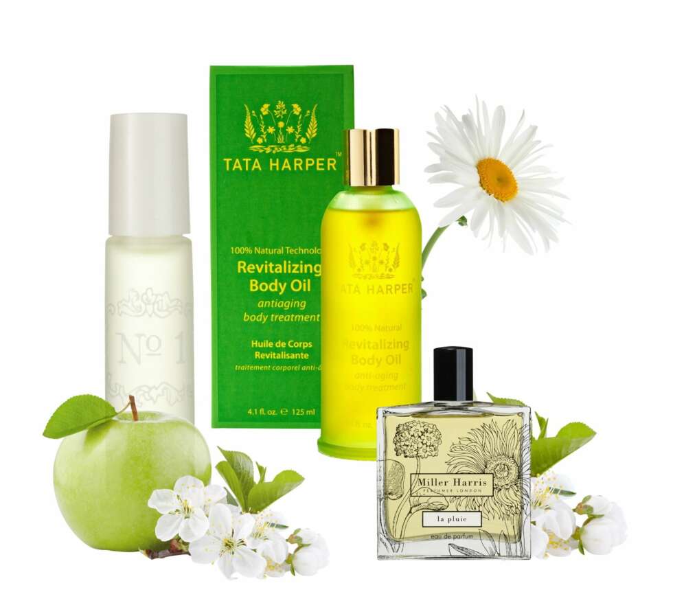 ØKODAMA: Fra venstre: Joya No 1, Composition No. 1 Roll-On Parfum, kr 200. Tata Harper Revitalizing Body Oil, kr 660. Miller Harris La Pluie, kr 650. ØKODAMA: Fra venstre: Joya No 1, Composition No. 1 Roll-On Parfum, kr 200. Tata Harper Revitalizing Body Oil, kr 660. Miller Harris La Pluie, kr 650.