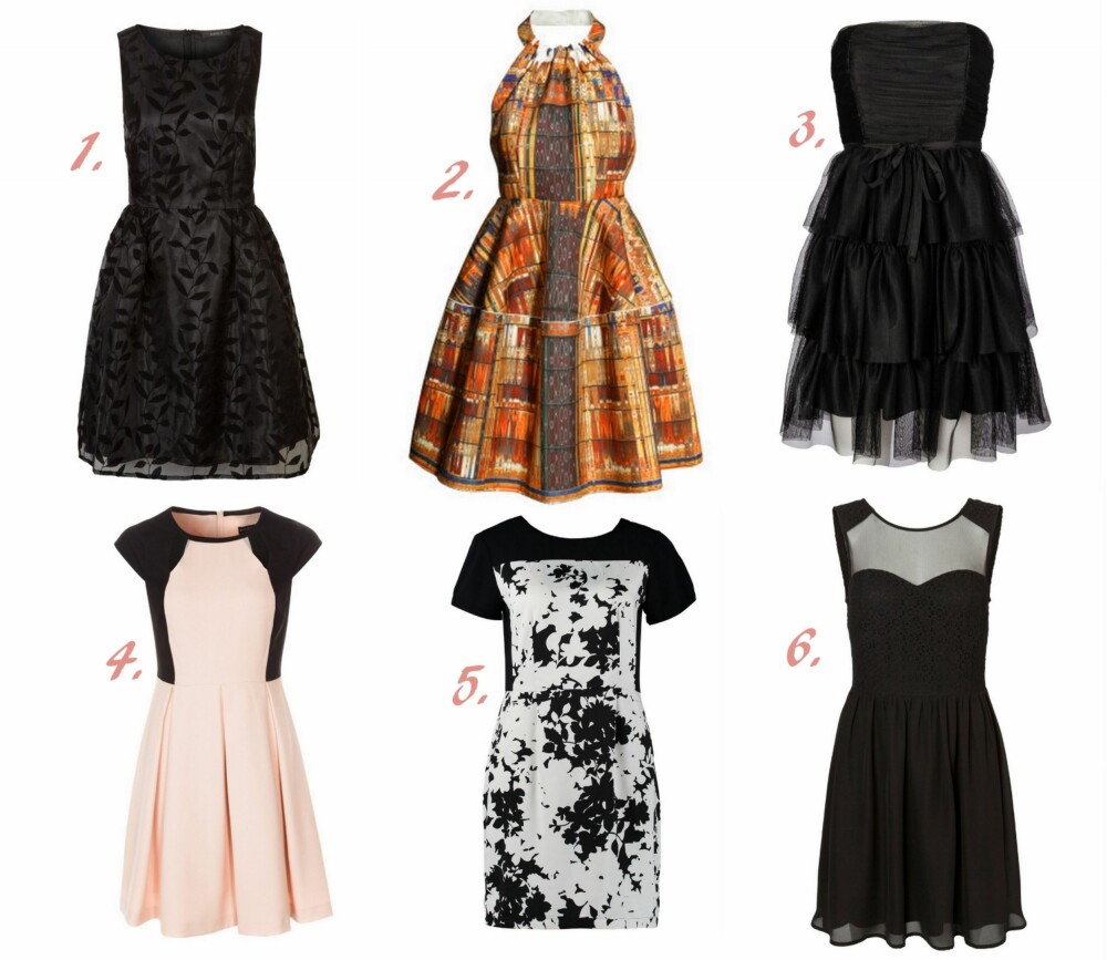 PÅ FEST: 1. Cocktailkjole fra Esprit str. 34-44 (kr 899), 2. Utsvinget kjole fra H&M str. 34-42 (kr 599), 3. Hattaway tubekjole fra Vero Moda str. 34-42 (kr. 399,95), 4. Sommerkjole fra Dorthy Perkins på zalando.no str 34-46 (kr 349), 5. Shadow sommerkjole fra Dorothy Perkins på zalando.no str. 34-46 (kr 479), 6. Sheryl Dress fra Vero Moda str. 34-42 (kr 399,95). PÅ FEST: 1. Cocktailkjole fra Esprit str. 34-44 (kr 899), 2. Utsvinget kjole fra H&M str. 34-42 (kr 599), 3. Hattaway tubekjole fra Vero Moda str. 34-42 (kr. 399,95), 4. Sommerkjole fra Dorthy Perkins på zalando.no str 34-46 (kr 349), 5. Shadow sommerkjole fra Dorothy Perkins på zalando.no str. 34-46 (kr 479), 6. Sheryl Dress fra Vero Moda str. 34-42 (kr 399,95).