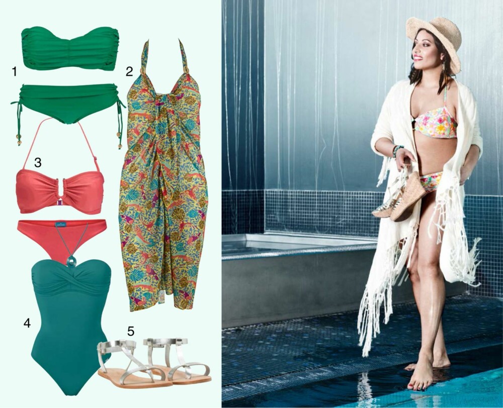 LARGE: Monica har på seg: Bikinitopp fra Lindex, kr 129. Bikinitruse fra Lindex, kr 129. Solbriller fra Lindex, kr 79. Armbånd fra H&M, kr 59. Jakke fra Lindex, kr 399. Hatt fra Accessorize, kr 289. Øredobber fra Accessorize, kr 129. PRODUKTFORSLAG TIL VENSTRE: 1. Bikini topp fra Scampi, kr 725. Bikini truse fra Scampi, kr 445. 2. Strandkjole fra Scampi, kr 960. 3. Bikinitopp fra Björn Borg, kr 349. Bikinitruse fra Björn Borg, kr 249. 4. Badedrakt fra Triumph, kr 599. 5. Sandaler fra Samsøe & Samsøe, kr 599. LARGE: Monica har på seg: Bikinitopp fra Lindex, kr 129. Bikinitruse fra Lindex, kr 129. Solbriller fra Lindex, kr 79. Armbånd fra H&M, kr 59. Jakke fra Lindex, kr 399. Hatt fra Accessorize, kr 289. Øredobber fra Accessorize, kr 129. PRODUKTFORSLAG TIL VENSTRE: 1. Bikini topp fra Scampi, kr 725. Bikini truse fra Scampi, kr 445. 2. Strandkjole fra Scampi, kr 960. 3. Bikinitopp fra Björn Borg, kr 349. Bikinitruse fra Björn Borg, kr 249. 4. Badedrakt fra Triumph, kr 599. 5. Sandaler fra Samsøe & Samsøe, kr 599.