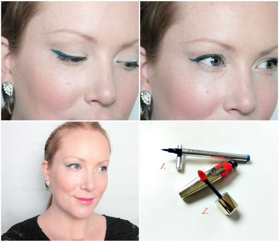 FUNKY EYELINER: Selv om man ikke burde bruke for tung øyesminke på 17.mai, er en farget eyeliner perfekt for å løfte øyne og gi et hint av farge! Produkter brukt: 1. Semi-Permanent Skinliner #50 fra Kryolan (kr 89), 2. Shine Caresse i fargen #200 Princess fra L'Oréal Paris (kr 129). FUNKY EYELINER: Selv om man ikke burde bruke for tung øyesminke på 17.mai, er en farget eyeliner perfekt for å løfte øyne og gi et hint av farge! Produkter brukt: 1. Semi-Permanent Skinliner #50 fra Kryolan (kr 89), 2. Shine Caresse i fargen #200 Princess fra L'Oréal Paris (kr 129).