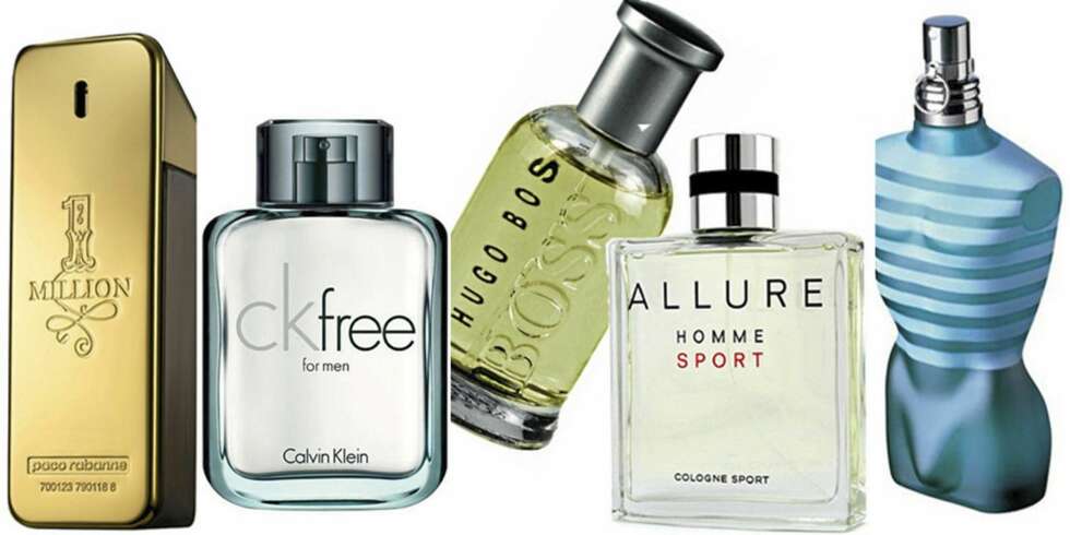 FRA VENSTRE: Paco Rabanne One Million,Calvin Klein ck Free, Boss Boss Bottled,Chanel Allure Homme Sport, Jean Paul Gaultier Le Mal. FRA VENSTRE: Paco Rabanne One Million,Calvin Klein ck Free, Boss Boss Bottled,Chanel Allure Homme Sport, Jean Paul Gaultier Le Mal.