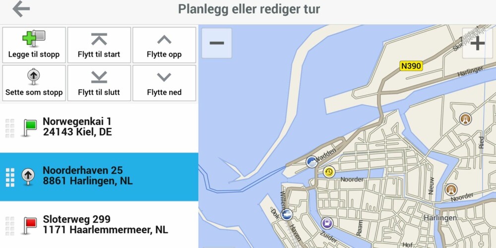 PLANLEGGING: Enkel ruteplanlegging med flere stopp er fint på ferieturen. Her fra Copilot: Lekkert organisert, men treg flytting i kartet. PLANLEGGING: Enkel ruteplanlegging med flere stopp er fint på ferieturen. Her fra Copilot: Lekkert organisert, men treg flytting i kartet.
