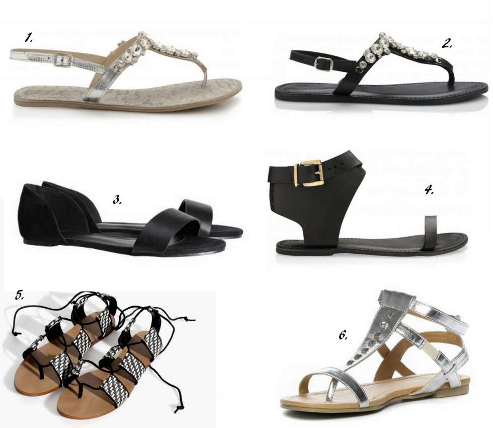 FLATE OG VONDE: 1. Farica Sandal fra Bianco (kr 399), 2. Sort Farica Sandal fra Bianco (kr 399), 3. Sandaler fra H&M (kr 149), 4. Sprogoe Sandal fra Bianco (kr 399), 5. Flette-sandaler fra Zara (kr 249), 6. Sandaler fra Vox (kr 249). FLATE OG VONDE: 1. Farica Sandal fra Bianco (kr 399), 2. Sort Farica Sandal fra Bianco (kr 399), 3. Sandaler fra H&M (kr 149), 4. Sprogoe Sandal fra Bianco (kr 399), 5. Flette-sandaler fra Zara (kr 249), 6. Sandaler fra Vox (kr 249).
