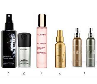 ANSIKTSVANN: 1. The Makeup Finishing Spray fra Skindinavia ($29 fra skindinavia.com), 2. Fix+ reisestørrelse fra MAC (kr 120), 3. Make up Fix Make-Up Spray fra Clarins (kr 270), 4. D2O Hydration Spray 59ml fra Jane Iredale (kr 289), 5. Setting Mists fra Colorescience (kr 335 per stk). ANSIKTSVANN: 1. The Makeup Finishing Spray fra Skindinavia ($29 fra skindinavia.com), 2. Fix+ reisestørrelse fra MAC (kr 120), 3. Make up Fix Make-Up Spray fra Clarins (kr 270), 4. D2O Hydration Spray 59ml fra Jane Iredale (kr 289), 5. Setting Mists fra Colorescience (kr 335 per stk).