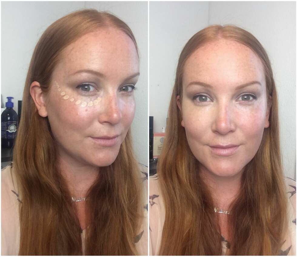 MEDIUM DEKK: Følg kanten langs øyehulen og kinndben for en medium dekk med concealer MEDIUM DEKK: Følg kanten langs øyehulen og kinndben for en medium dekk med concealer