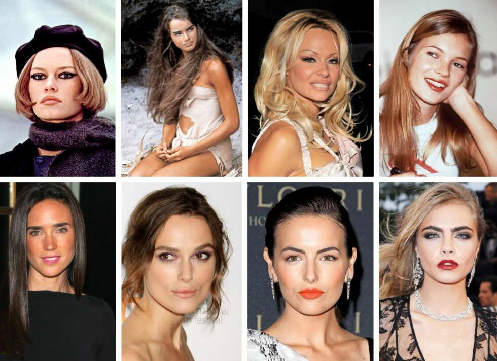 BRYN GJENNOM TIDENE: Øverst fra venstre: Faye Dunaway, Brooke Shields, Pamela Anderson og Kate moss. Nederst fra venstre: Jennifer Connelly, Keira Knightley, Camilla Belle og Cara Delevingne. BRYN GJENNOM TIDENE: Øverst fra venstre: Faye Dunaway, Brooke Shields, Pamela Anderson og Kate moss. Nederst fra venstre: Jennifer Connelly, Keira Knightley, Camilla Belle og Cara Delevingne.