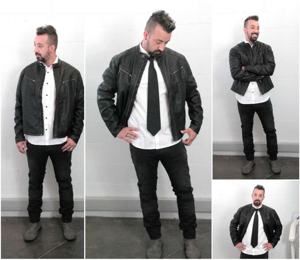 CLASSIC-ROCK: Hvit skjorte fra Jack & Jones, kr 250. Sorte slim-fit-jeans fra H&M, kr 299. Skinnjakke fra Kappahl, kr 899. CLASSIC-ROCK: Hvit skjorte fra Jack & Jones, kr 250. Sorte slim-fit-jeans fra H&M, kr 299. Skinnjakke fra Kappahl, kr 899.