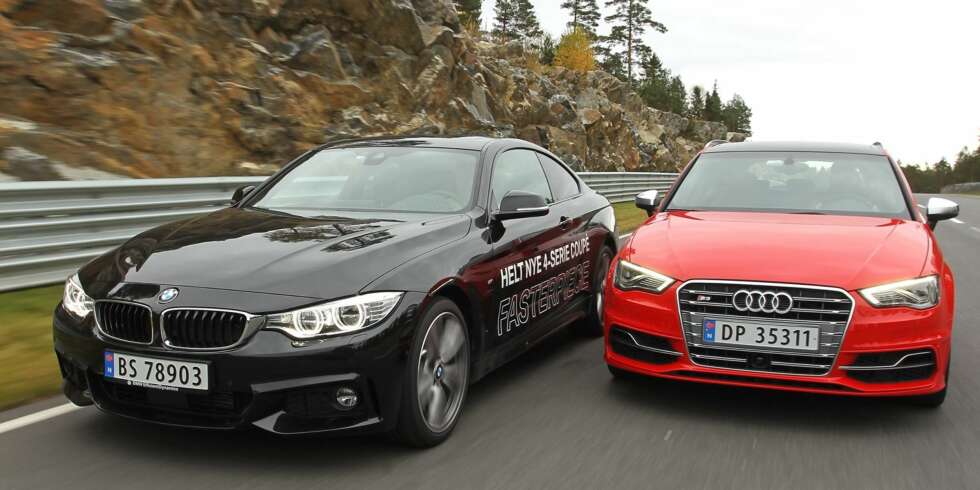 ACHTUNG, BABY: Audi S3 og BMW 435i xDrive med M Sport-pakke er begge sportslige biler med svært gode ytelser. De er imidlertid ikke på samme sted på sportslighetsskalaen. FOTO: Petter Handeland ACHTUNG, BABY: Audi S3 og BMW 435i xDrive med M Sport-pakke er begge sportslige biler med svært gode ytelser. De er imidlertid ikke på samme sted på sportslighetsskalaen. FOTO: Petter Handeland