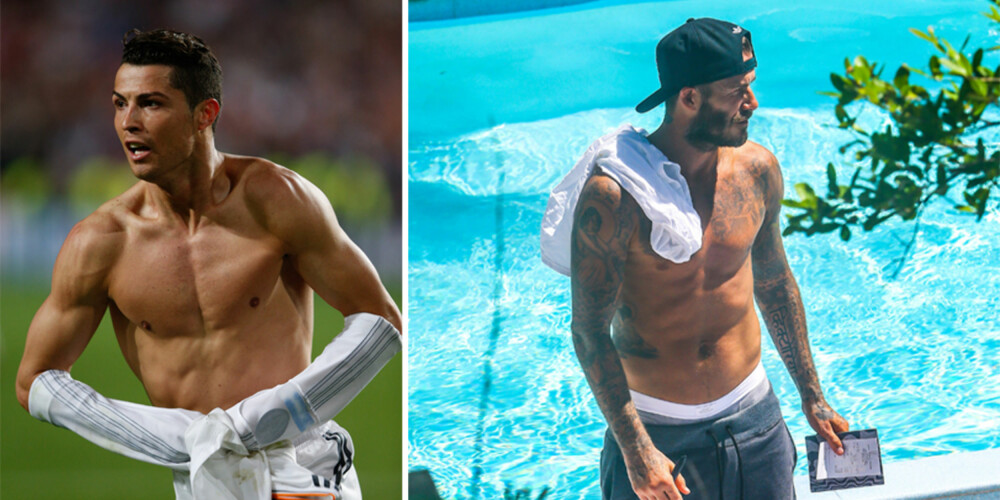 KROPPSOPPTATT: David Beckham får ofte kreditt for å ha gjort det trendy å være metroseksuell, og Christiano Ronaldo ser ut til å følge i Beckhams stilsikre fotspor. KROPPSOPPTATT: David Beckham får ofte kreditt for å ha gjort det trendy å være metroseksuell, og Christiano Ronaldo ser ut til å følge i Beckhams stilsikre fotspor.