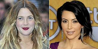 FOUNDATION: Drew Barrymore har tatt på seg en altofr lys foundation, mens Kom Kardashian sin foundation er for gul i forhold til hennes egen hudtone. FOUNDATION: Drew Barrymore har tatt på seg en altofr lys foundation, mens Kom Kardashian sin foundation er for gul i forhold til hennes egen hudtone.